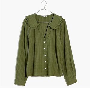 MADEWELL Women’s Green Ruffle Button Up Blouse 6